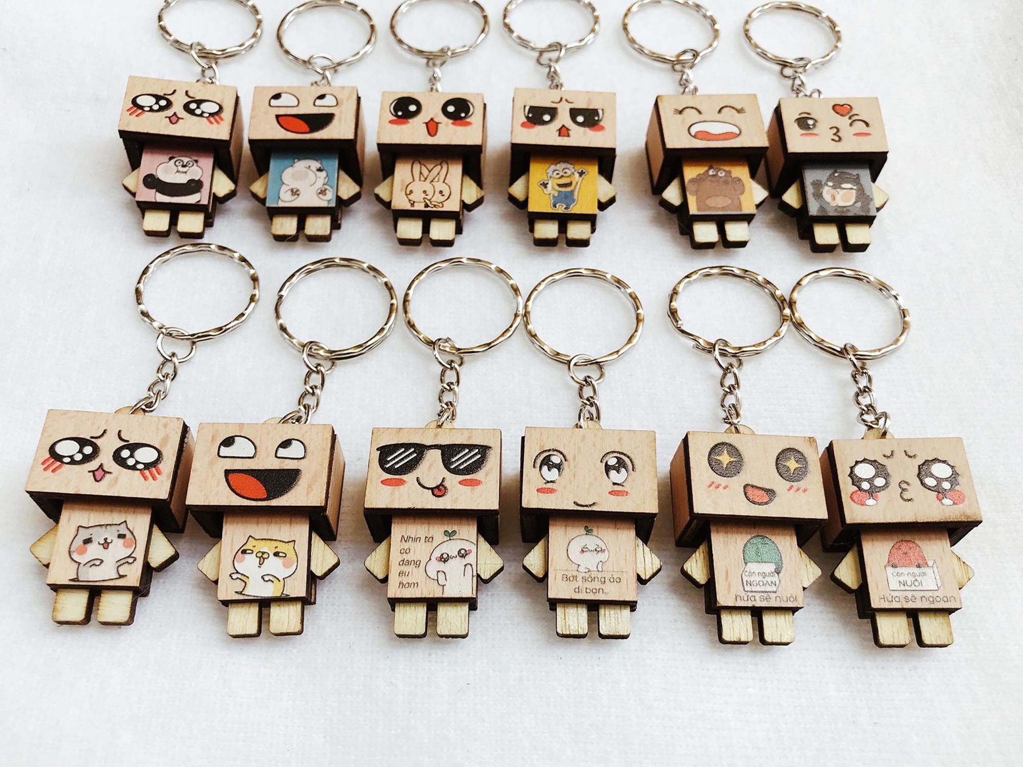 Móc khóa gỗ hình Danbo dễ thương giao ngẫu nhiên
