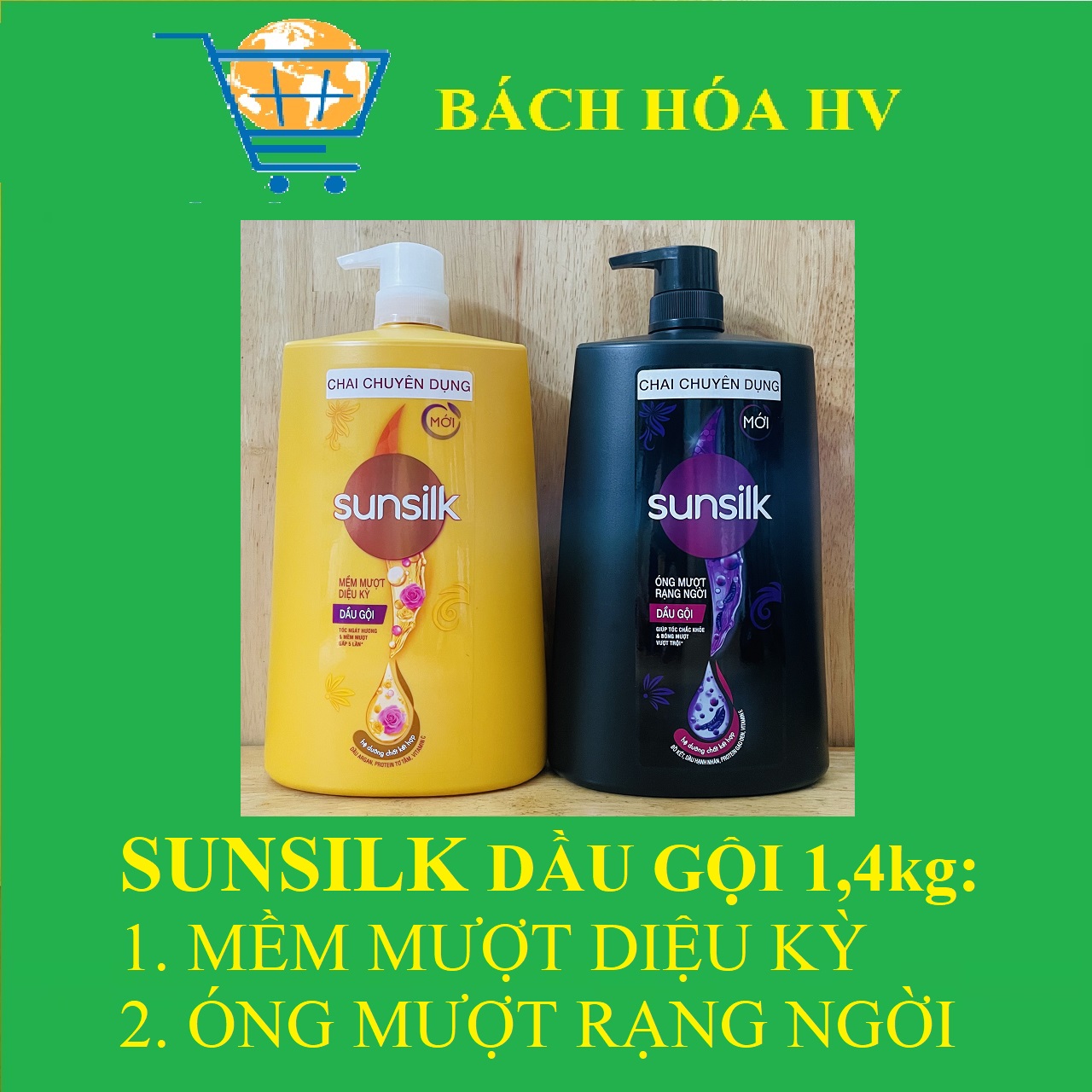 Dầu gội SUNSILK 1.4 KG (Mềm Mượt hoặc Óng Mượt) - BACH HOA HV