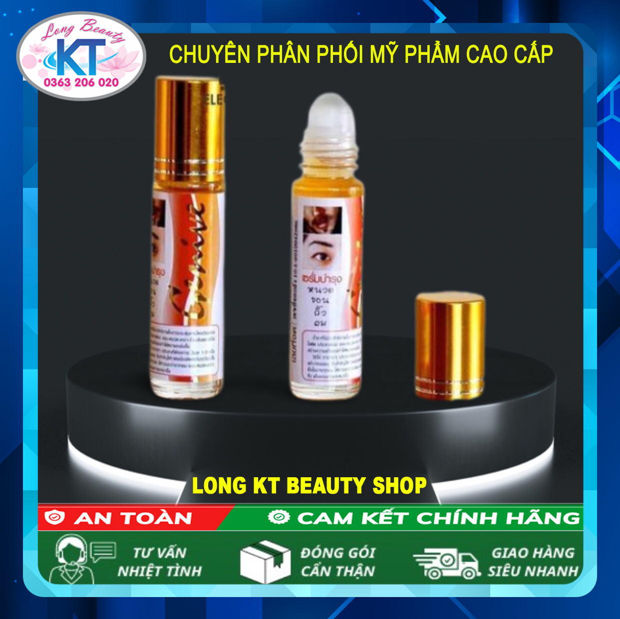 Bán chạy - Dạng Lăn Serum kích mọc lông mi, chân mày, râu, tóc Genive Thái Lan
