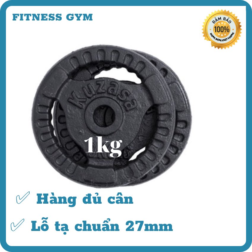 Bộ 2 Bánh Tạ Gang 1kg (Tổng 2kg) Lỗ 27mm