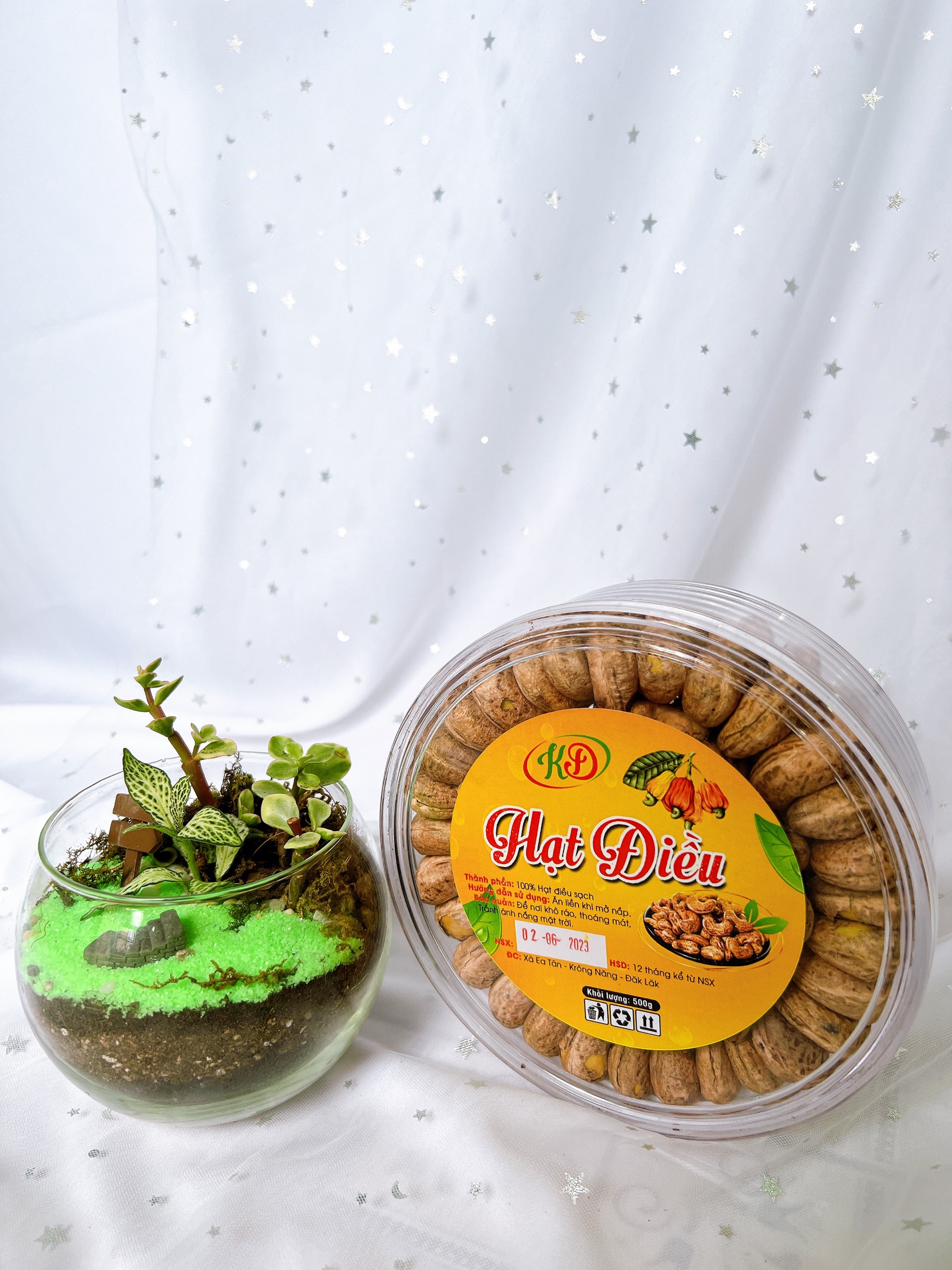 Hạt điều nguyên lụa a cồ - hộp/hũ 500gr - loại 1 - hạt nhà bắp