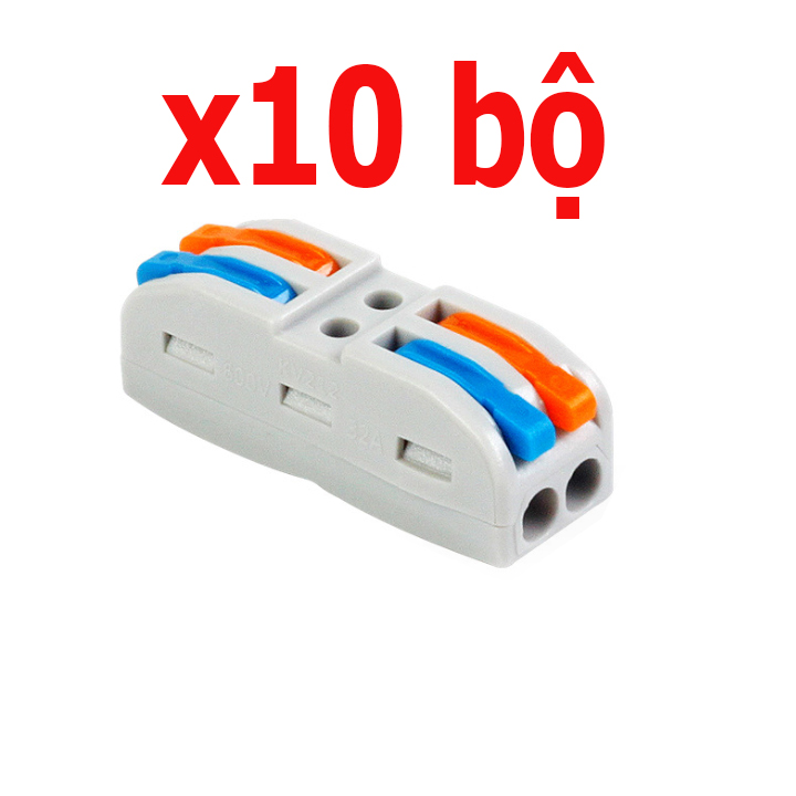 COMBO 10 bộ cút nối dây điện nhanh PCT 222, jack nối dây điện, đầu nối dây, cốt nối dây điện nhanh