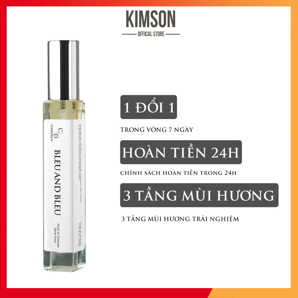 Tinh dầu nước hoa codedeco bleu and bleu 10ml, nam tính, gợi cảm, thu hút