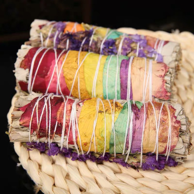 Xô thơm 7 màu chakra sage xô trắng hoa hồng thanh tẩy, tái tạo năng lượng, hỗ trợ thiền định, thanh tẩy nhà cửa