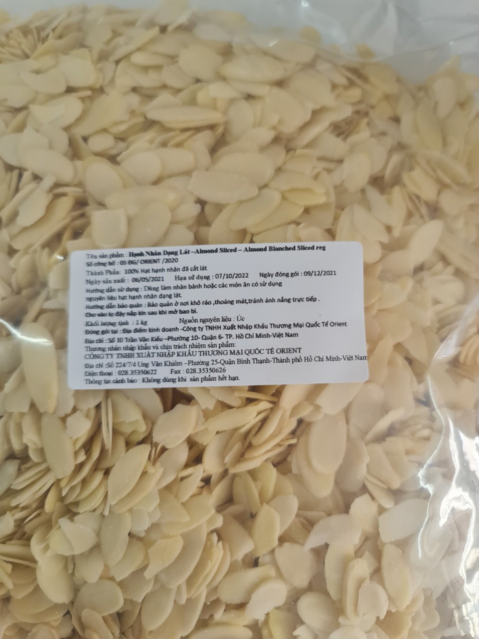 [GÓI 1 KG] HẠNH NHÂN CẮT LÁT [Australia] ORIENT Almond Slices (ori-hk)