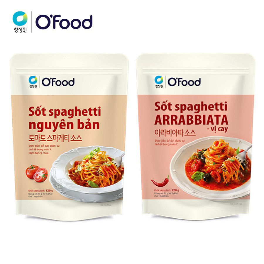 Sốt Spaghetti Arrabbiata vị cay và vị nguyên bản O food 120g, sốt mì Ý