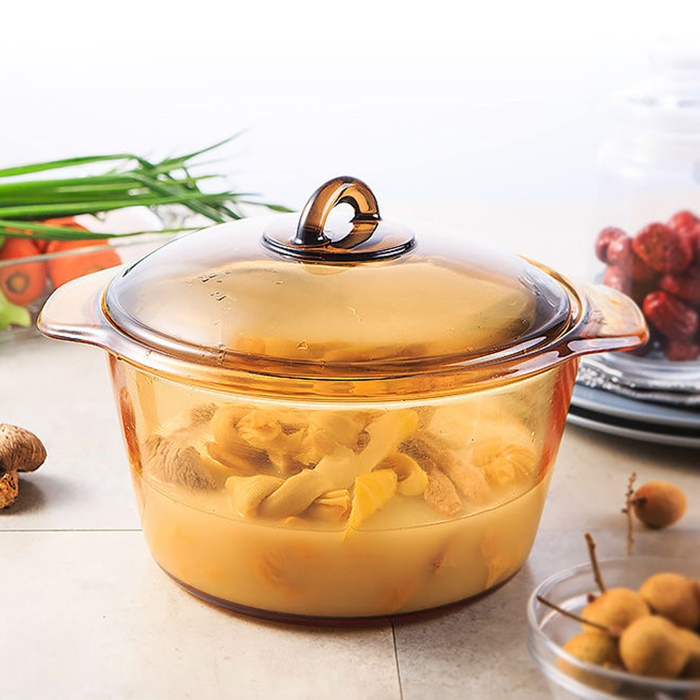 Nồi thủy tinh đáy chống trượt không dùng cho bếp từ Luminarc Vitro Amberline Granite 3L-2158393