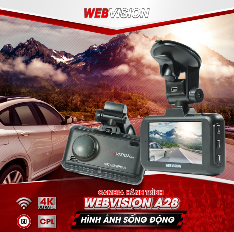 Camera hành trình Webvision A28 Ghi hình 4K HÀNG CHÍNH HÃNG
