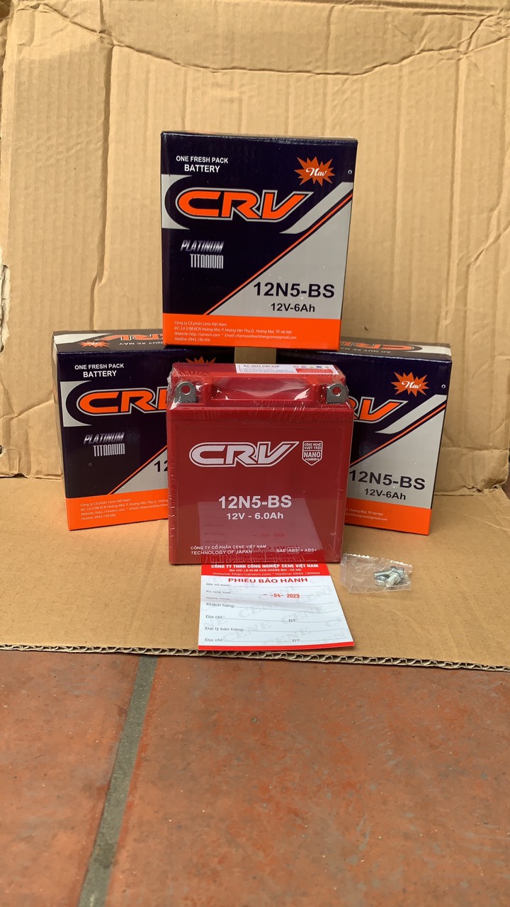Bình ắc quy khô nhật bản crv-yb5l- 12v-5ah cho xe máy