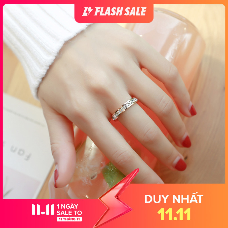 Nhẫn Nữ Đẹp, Nhẫn Titan Không Han Gỉ - Mẫu 1 Hàng Đá