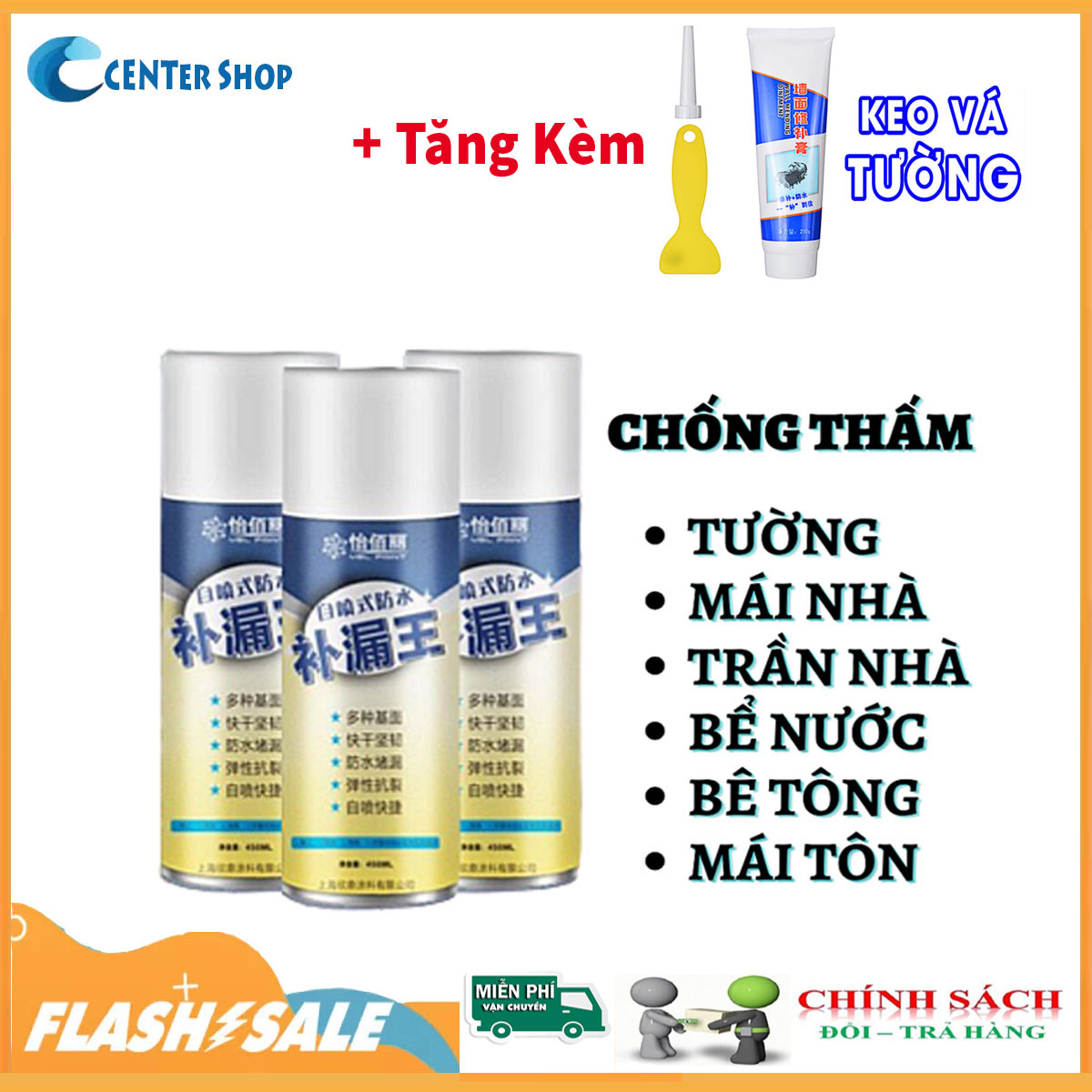 { Tặng Kèm Keo vá Tường } Bình sơn xịt chống thấm đa năng. Tặng kèm keo vá tường - Bình xịt chống thấm dung tích 450ml - Lọ xịt - Chai xịt chống thấm đa năng - Center shop