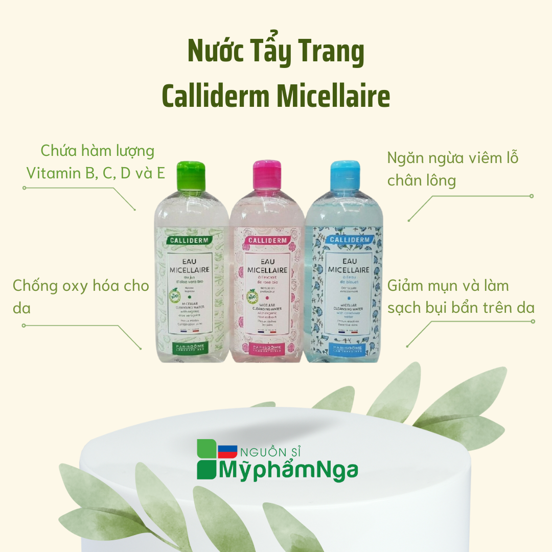 Nước tẩy trang micellaire calliderm pháp 500ml