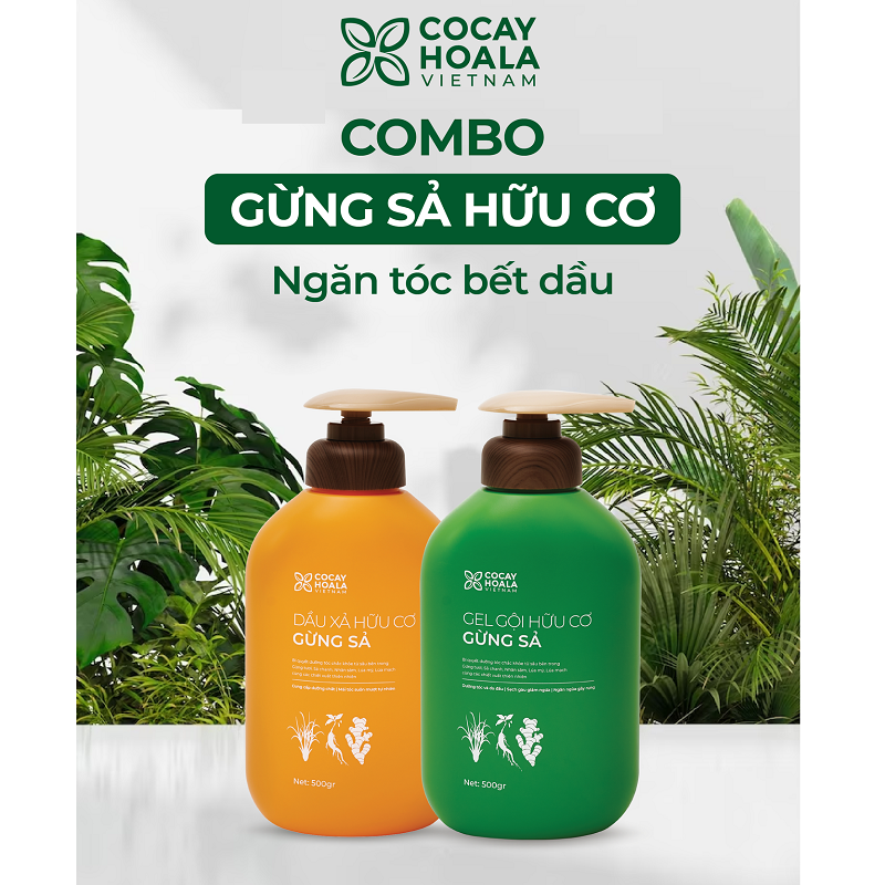 Gel Dầu Gội & Dầu Xả Hữu Cơ Gừng Sả - Ngăn dầu bết tóc và giảm gàu giảm ngứa Cỏ Cây Hoa Lá 500g