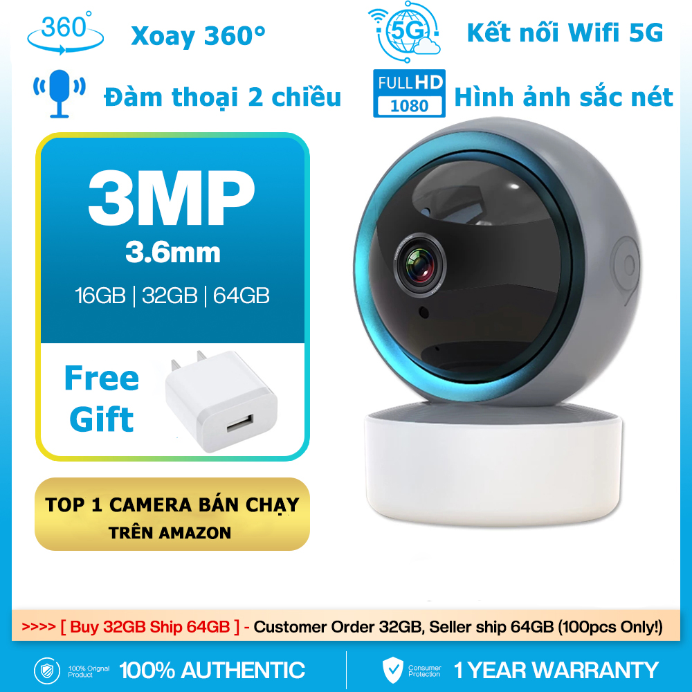 Camera giám sát xoay 360 c365 3mp - camera cctv hồng ngoại - đàm thoại 2 chiều - giám sát theo dõi chuyển động - xem lại trên điện thoại.