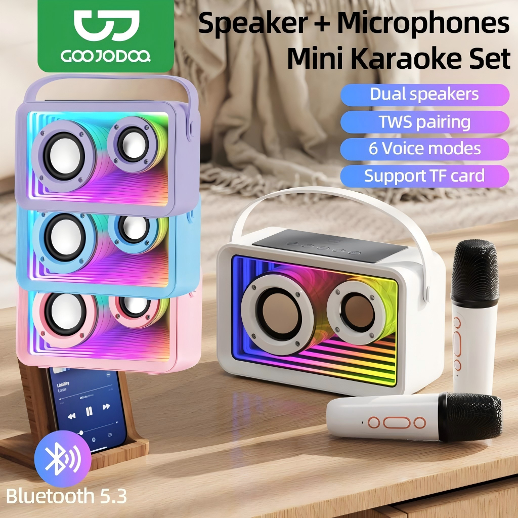 Loa bluetooth mini karaoke GOOJODOQ kèm mic Không dây Bass cực mạnh 20W- Bảo hành chính hãng