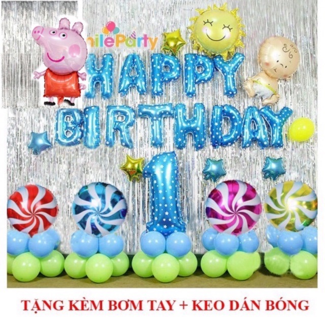 Bộ bóng bay sinh nhật Tuổi Heo tuổi lợn cho bé