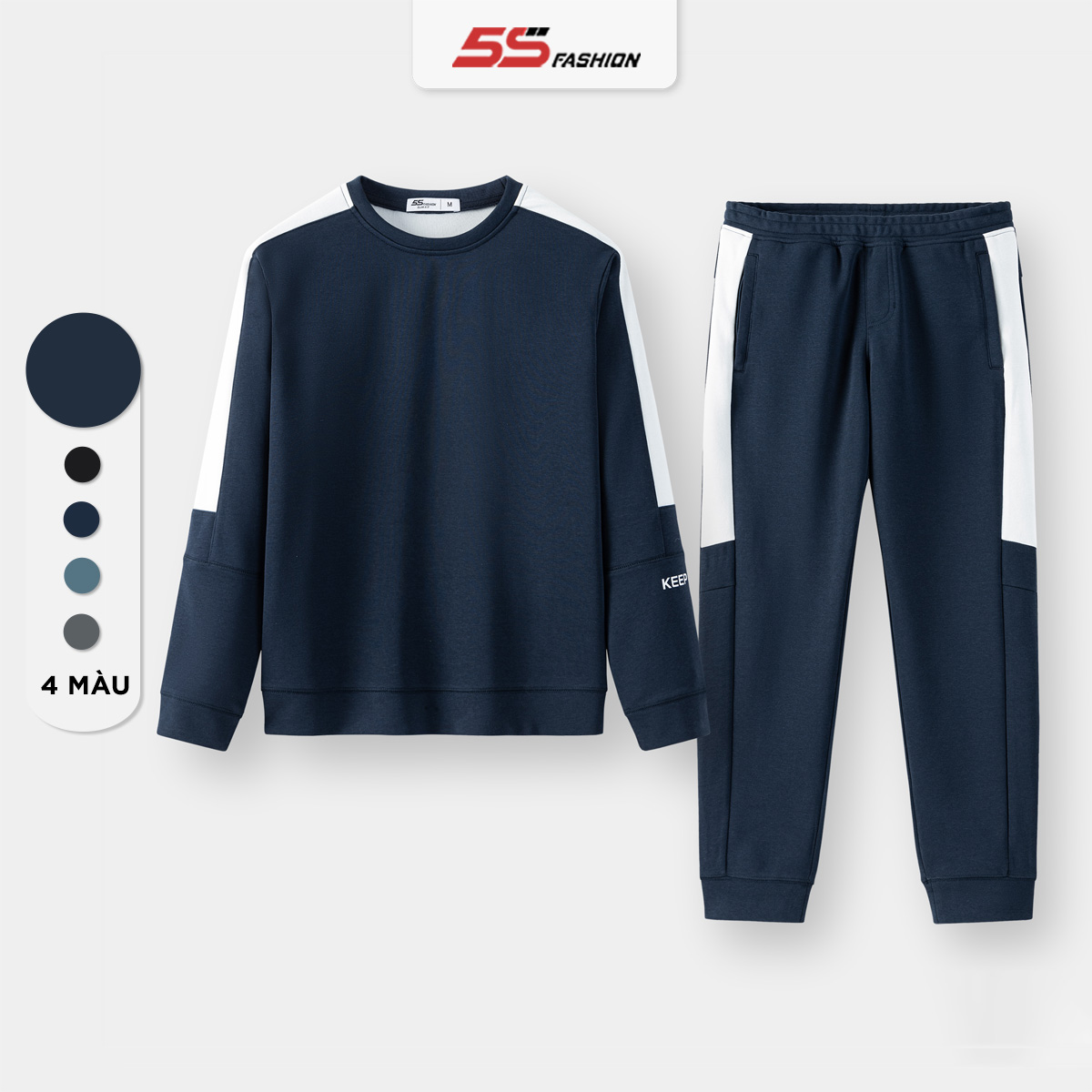 Bộ Nỉ Nam Mùa Đông KEEP-WARM 5S FASHION Chất Nỉ Dày Dặn, Can Phối Trẻ Trung, Khỏe Khoắn (BNI24018)