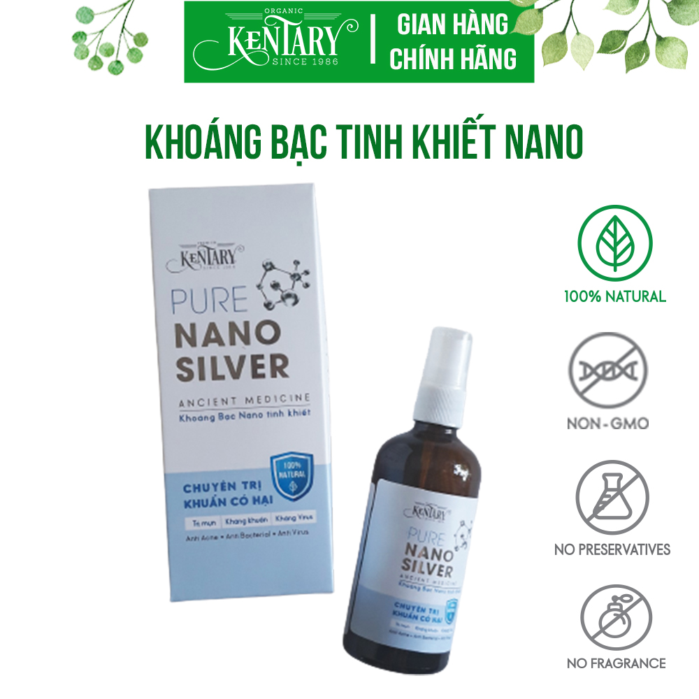 Khoáng bạc tinh khiết nano 10ppm Kentary chai 100ml, chuyên gia diệt vi khuẩn cho cơ thể, lành tính cho sơ sinh và mẹ bầu"