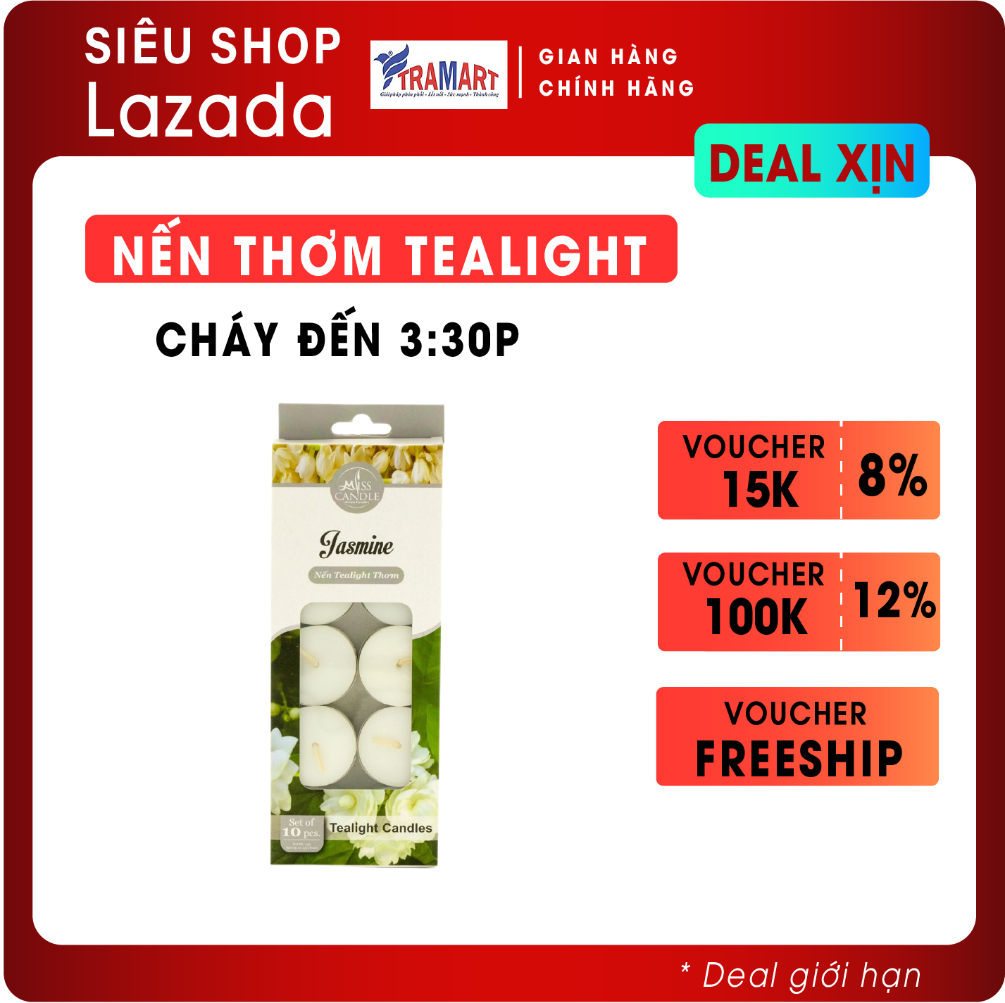 Nến thơm Tealight hộp 10 nến FtraMart MIC0147 Green Figueroa (Hương táo xanh) nến không khói chất liệu Sáp paraffin giúp xông Tinh Dầu Thơm Phòng và Trang Trí nhà cửa hoặc làm quà tặng.