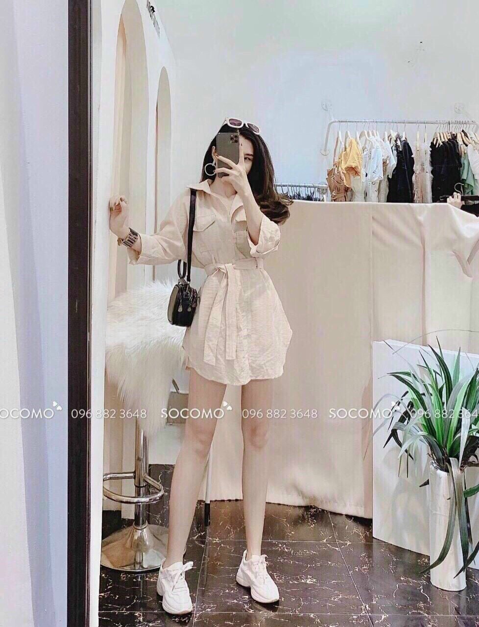 Set bộ áo sơ mi giấu quần trẻ trung năng động