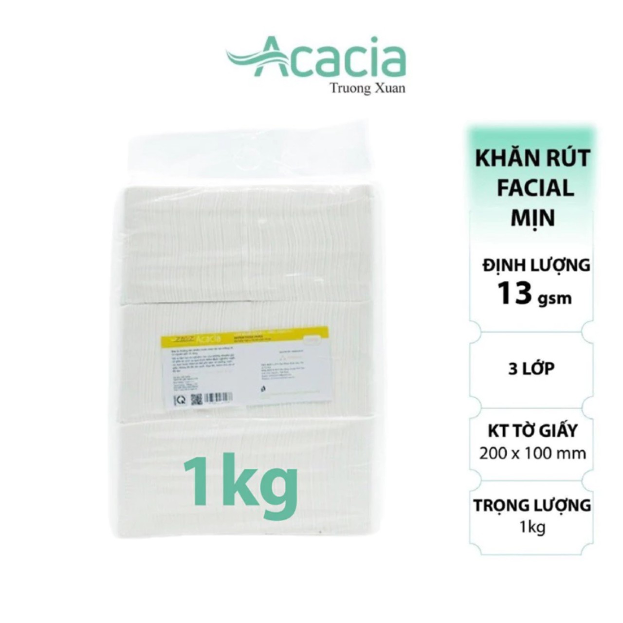Giấy ăn rút mịn túi 1kg Acacia, ChiChi tem vàng, Giấy rút cân, giấy ăn cân, giấy vuông, giấy ăn giá rẻ, Giấy rút cân Mylan, Linh An