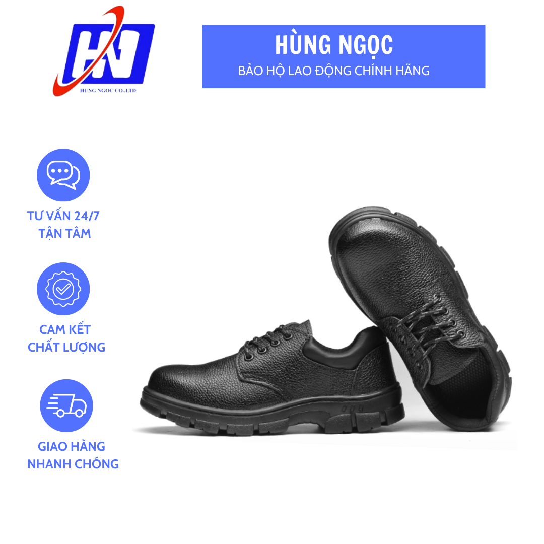 Giày bhlđ nam đế đen, giày lao động abc chất lượng cao, chống đinh, chống trơn trượt - giày chính hãng