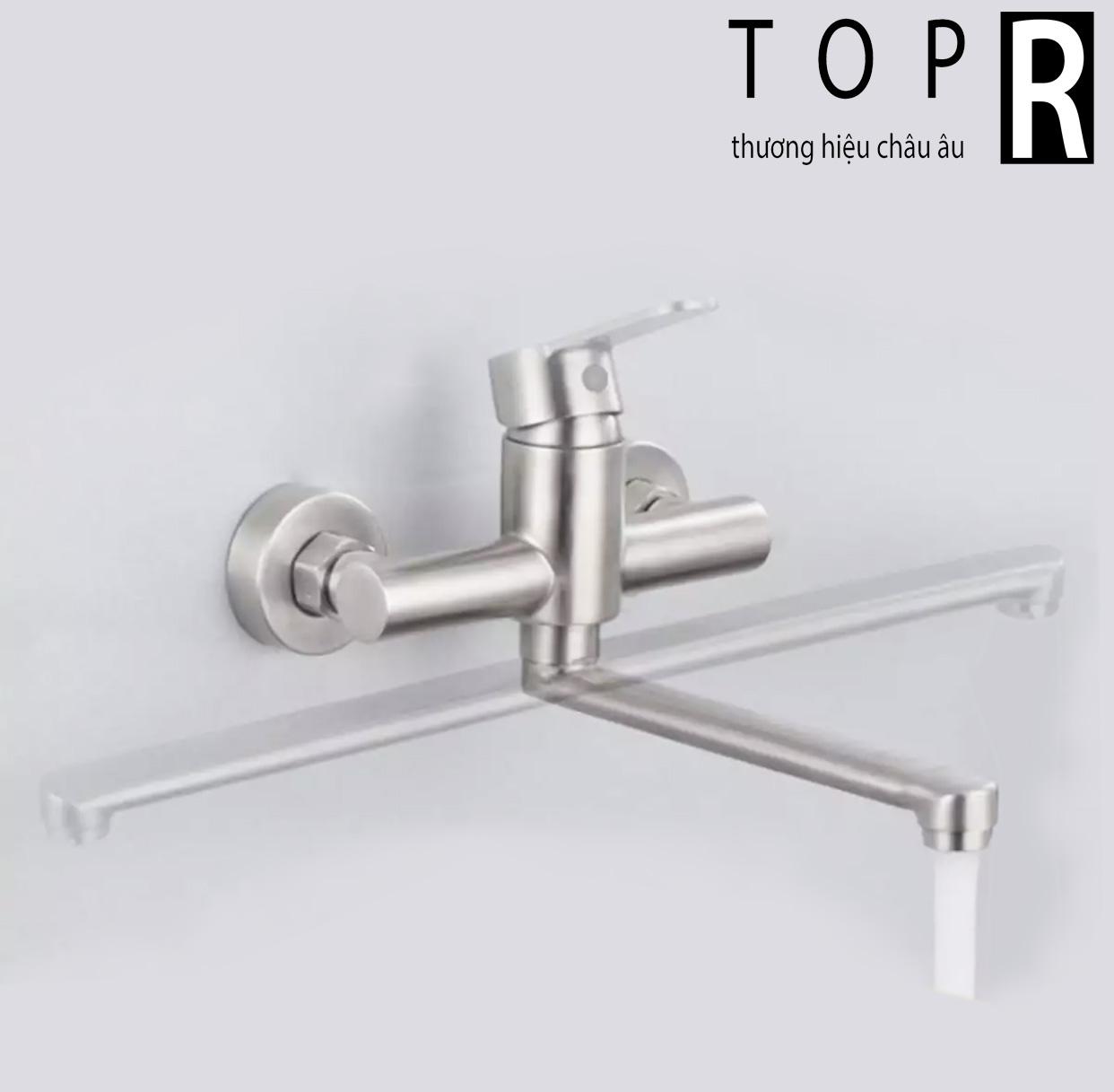 Vòi rửa bát nóng lạnh gắn tường TOP R inox 304 - Vòi rửa chén gắn tường nóng lạnh
