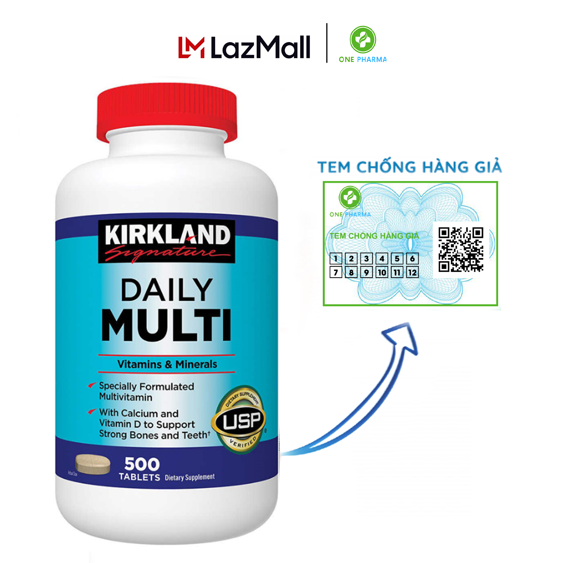 Viên uống bổ sung vitamin tổng hợp Kirkland Signature Daily Multi 500 Viên