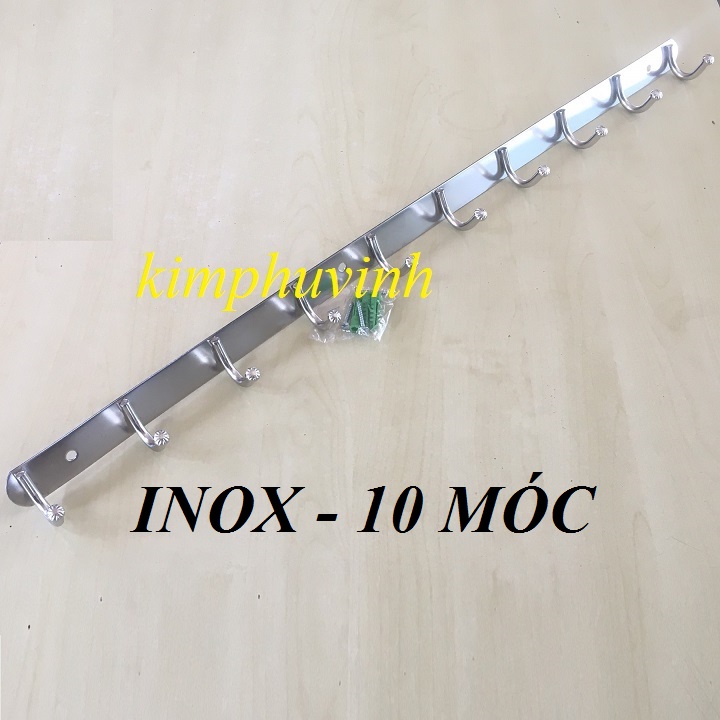 01 cái - móc quần áo inox 10 chấu - móc quần áo inox treo tường