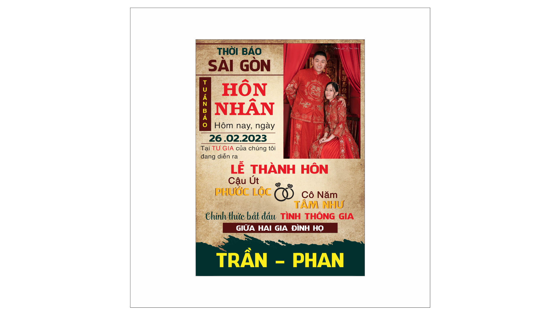 Bảng cưới lễ vu quy_lễ thành hôn tên cô dâu chú rể trang trí đám cưới