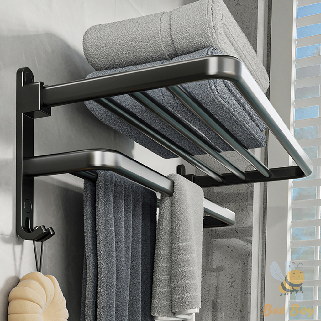 Giá treo khăn nhà tắm, kệ treo nhà tắm 2 TẦNG dài 60cm chất liệu hợp kim nhôm cao cấp Bee Boy