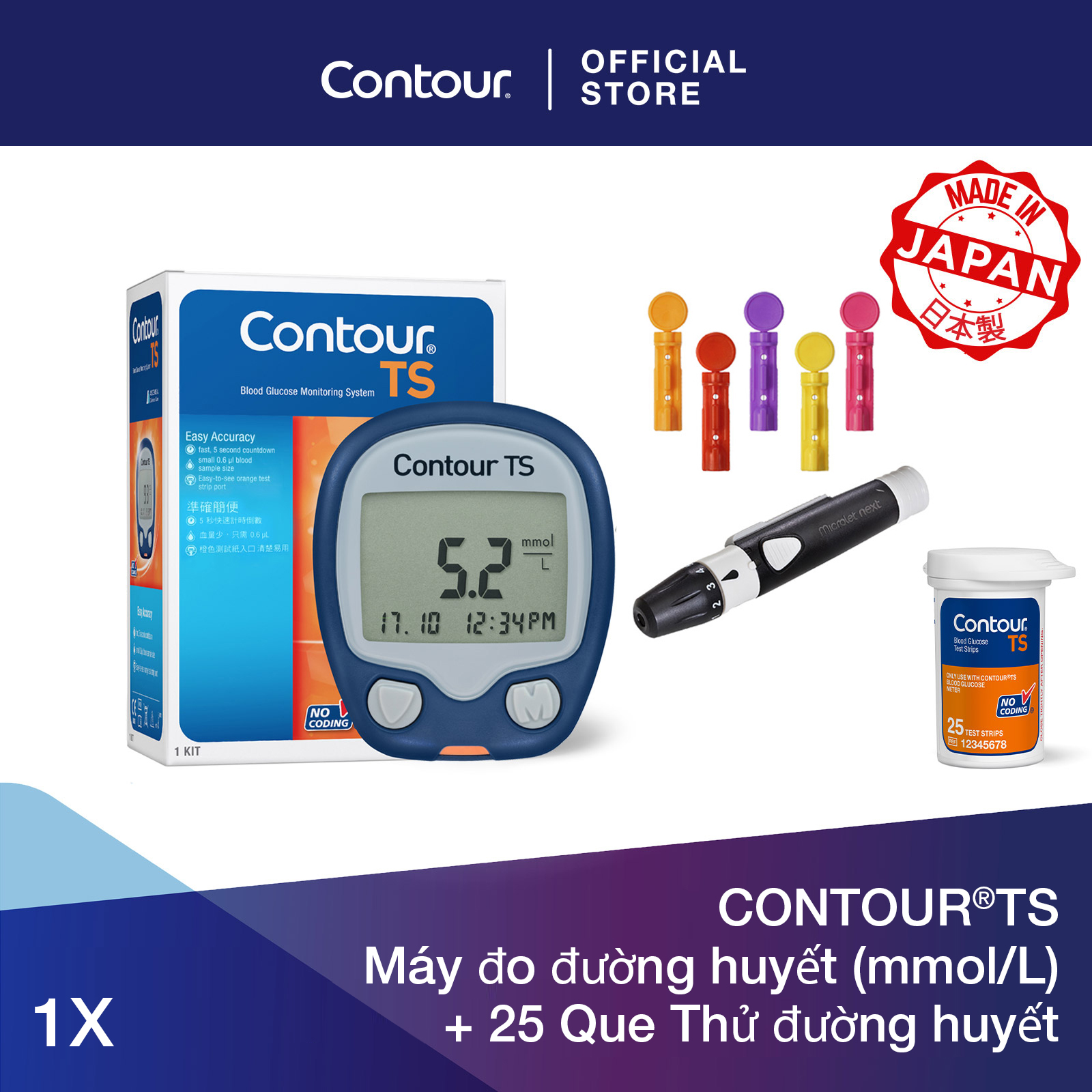 Contour®ts máy đo đường huyết + 25 que thử đường huyết
