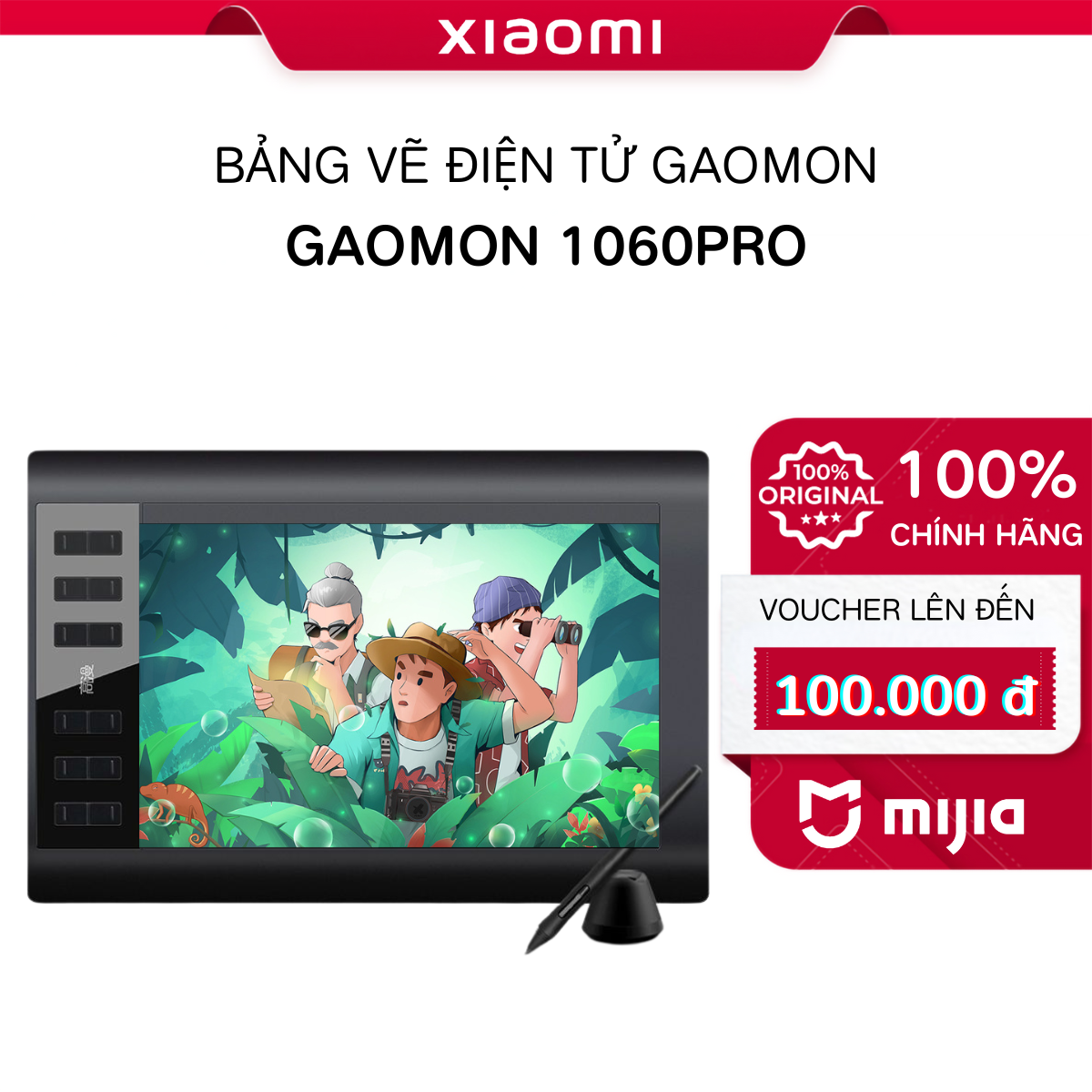 Xiaomi GAOMON 1060 PRO bảng vẽ điện tử 10x6 inches, cảm ứng nhạy, lực nhấn 8192, độ phân giải cao 5080 lpi, bản nâng cấp mới dùng cho ps, ai, fl, autocard - Mi Smart Life