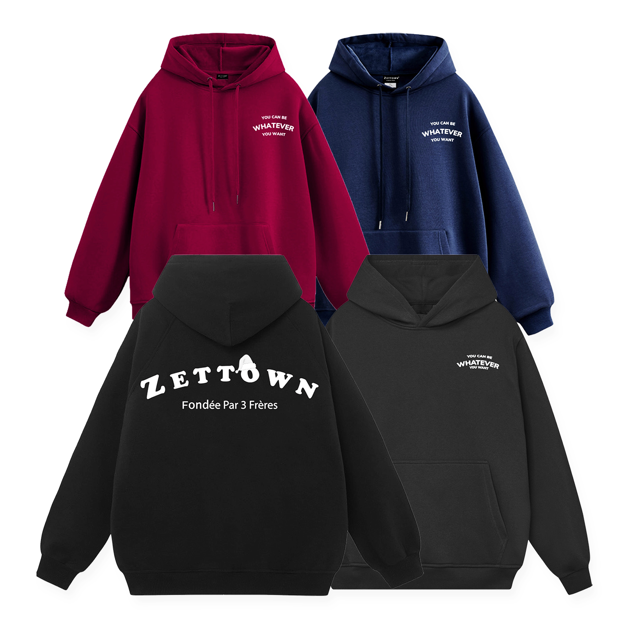 Áo hoodie Unisex Lanorm Basic nam nữ oversize form rộng màu