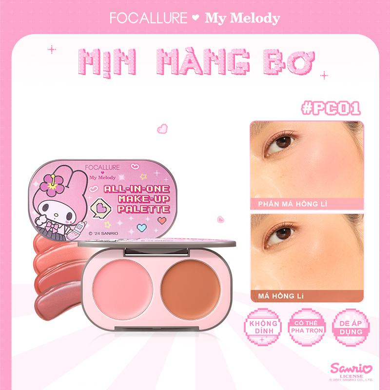 Bảng phấn má hồng 2 màu mịn màng bơ