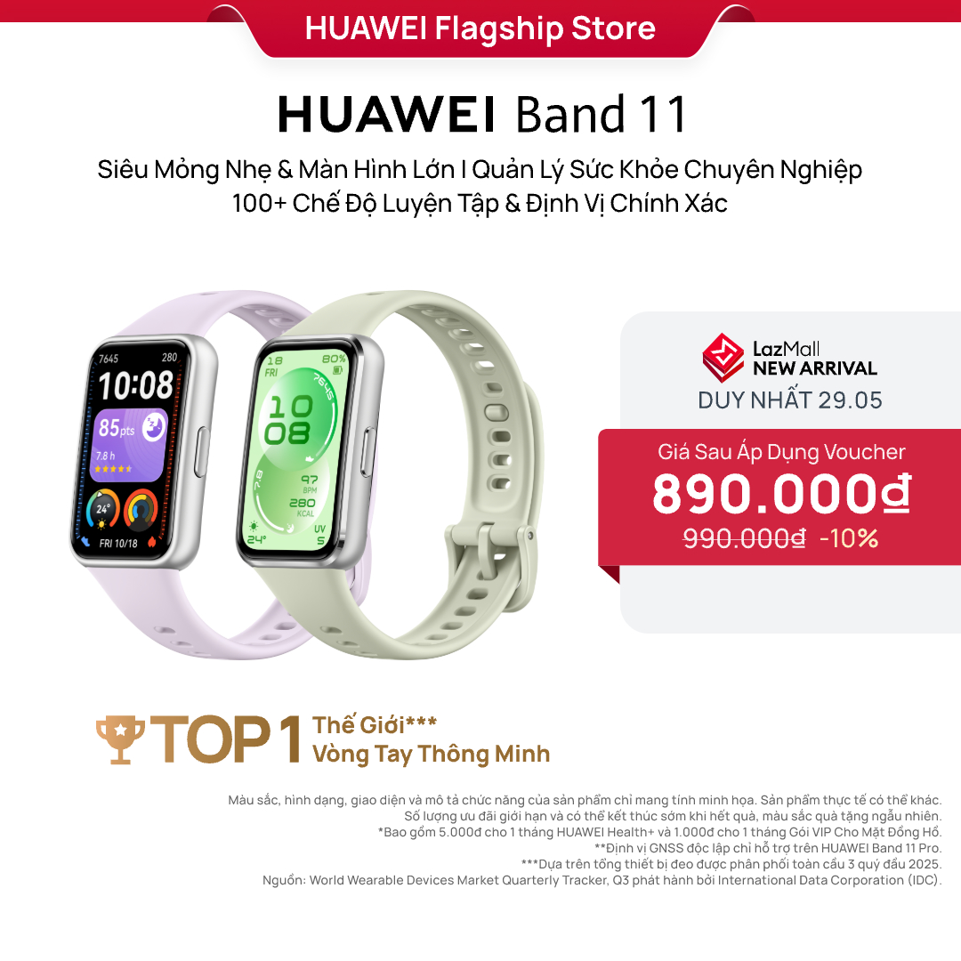 [DUY NHẤT 29.5] Vòng Đeo Tay Thông Minh HUAWEI Band 11 Series | Mỏng Nhẹ, Màn Hình Lớn| Quản Lý Sức Khỏe Nâng Cao| 100+ Chế Độ Luyện Tập