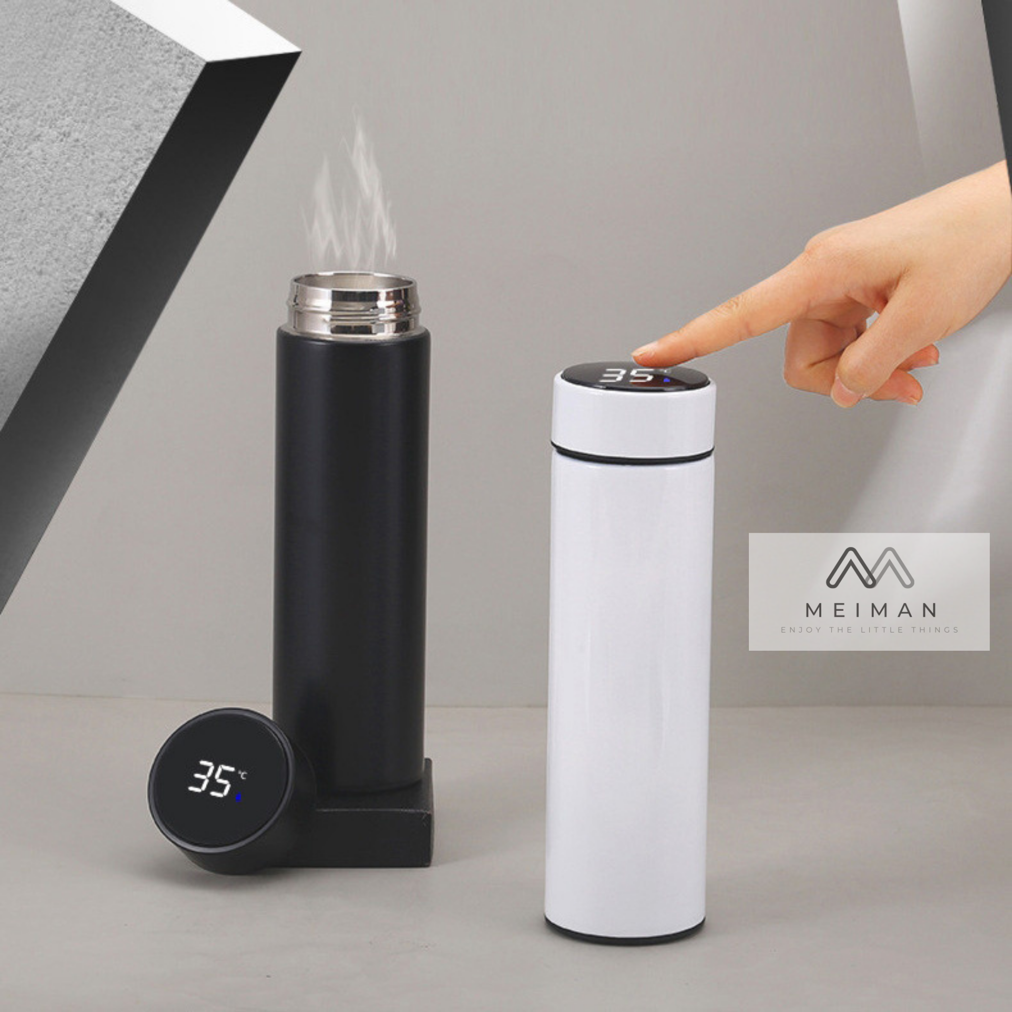 Bình giữ nhiệt có đèn led báo nhiệt độ - nắp cảm ứng 500ml - inox 304