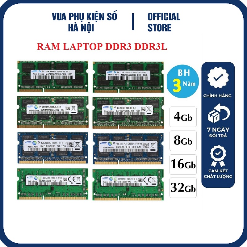 Ram laptop ddr3 ddr3l 8gb 4gb ram dành cho laptop - bảo hành 3 năm
