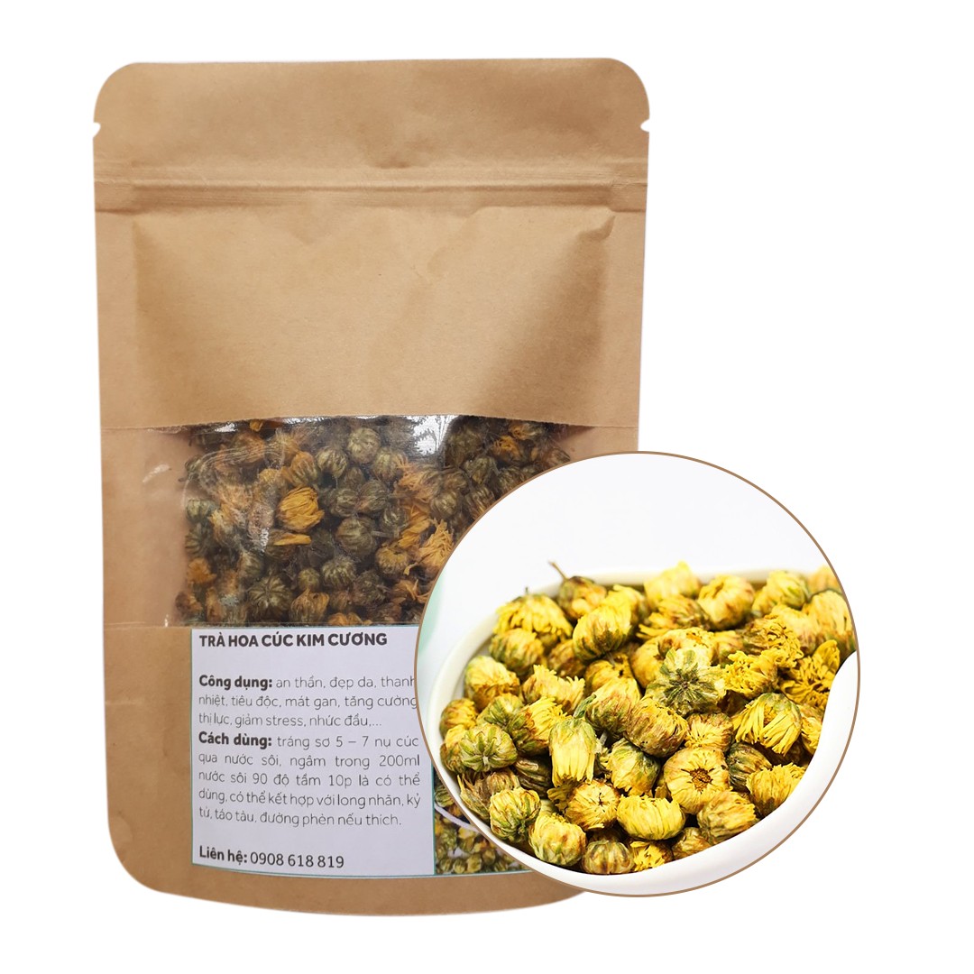 100g Trà hoa cúc giúp thanh nhiệt, mát gan, đẹp da, ổn định huyết áp, tiêu độc, giải cảm - Nữ hoàng kim cúc