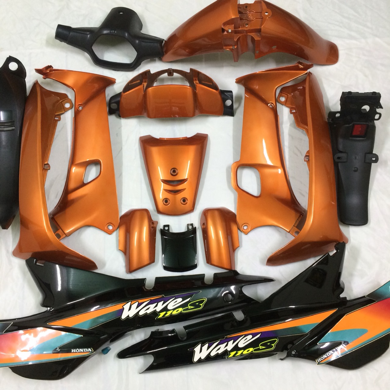 Bộ Dàn áo xe Wave Alpha 110 - wave zx - wave  nhỏ đời xe 2000 đến 2006 màu CAM  nhựa ABS nguyên sinh