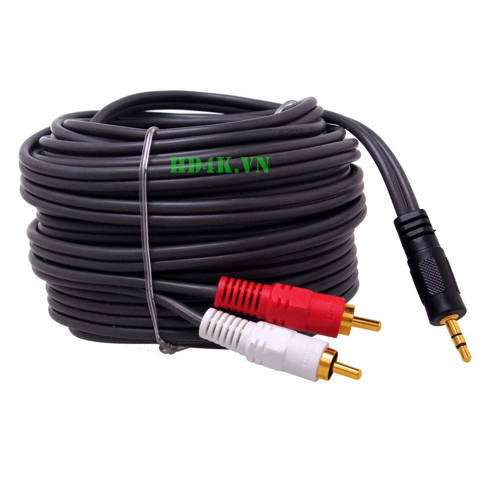 Cáp âm thanh 3.5mm ra 2 đầu hoa sen ( RCA ) dài 1.5m, 3m, 5m, 10m - Hàng Nhập Khẩu