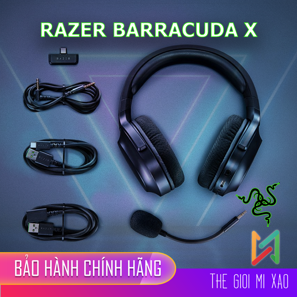 Tai nghe không dây Razer Barracuda X Wireless Multiplatform Gaming l Mobile - Kết nối đa nền tảng không dây USB-C Chất liệu đệm tai Bọt FlowKnit siêu mềm MICRÔ có thể tháo rời Hàng Chính Hãng - BH 24 Tháng