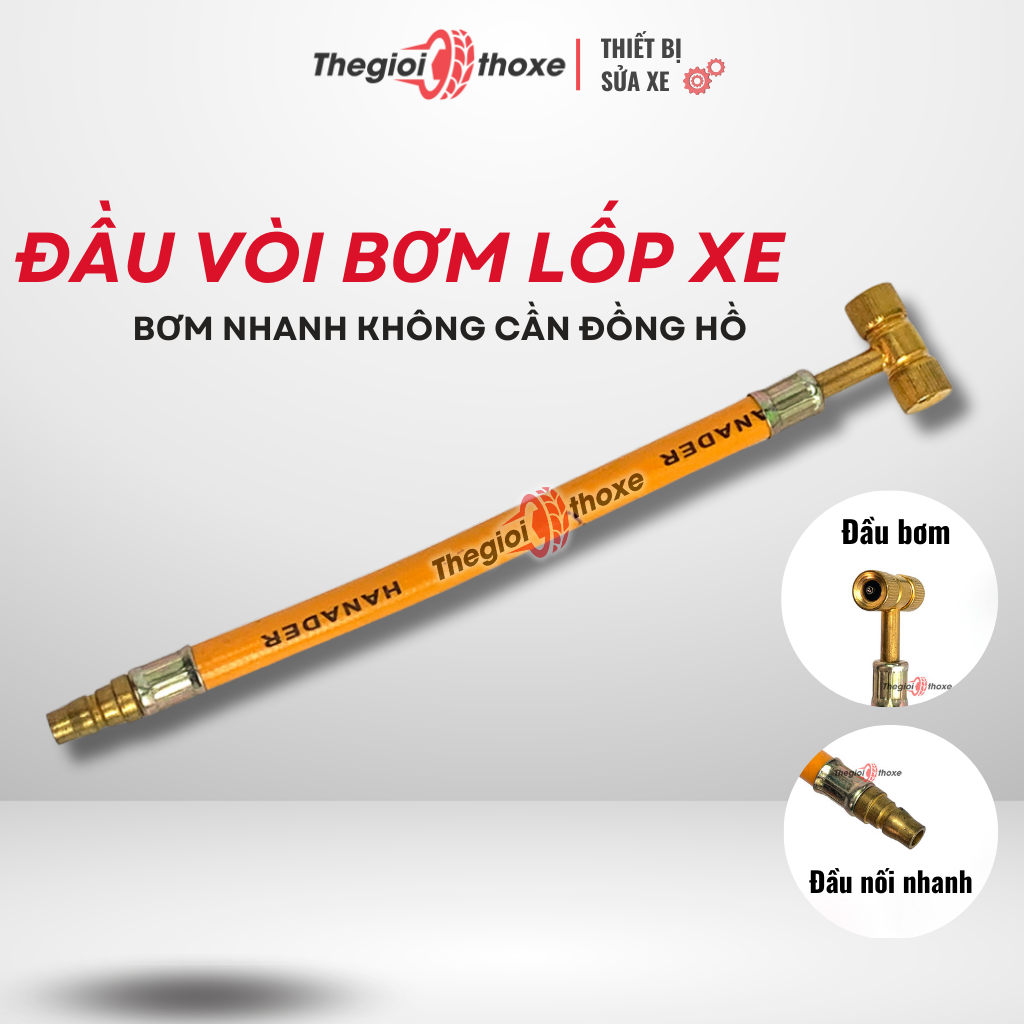 Đầu vòi bơm xe máy,gắn trực tiếp vào dây hơi, không dùng đồng hồ | Thế Giới Thợ Xe