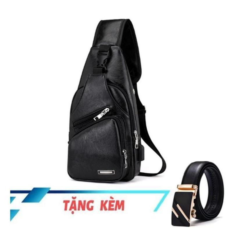 Combo túi da đeo chéo dc279 thắt lưng da nam 2xv