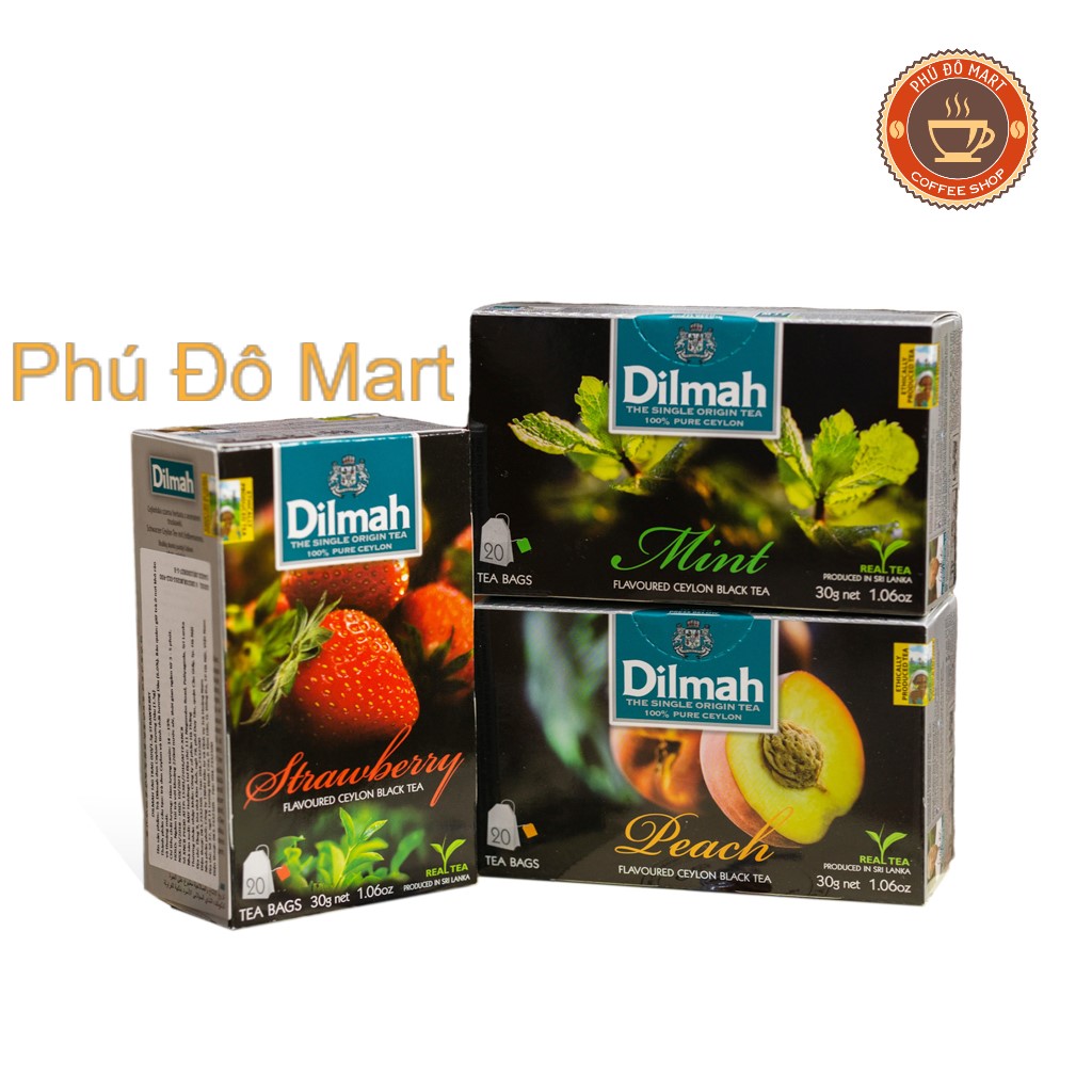 ( Freeship ) Trà Dilmah túi lọc vị hương Đào- Dâu - Bạc Hà - Táo