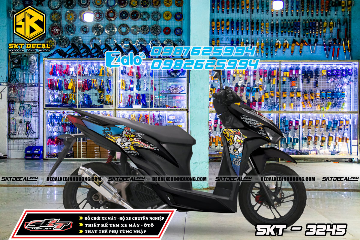 Tem rời vario đen xanh chicken 3245