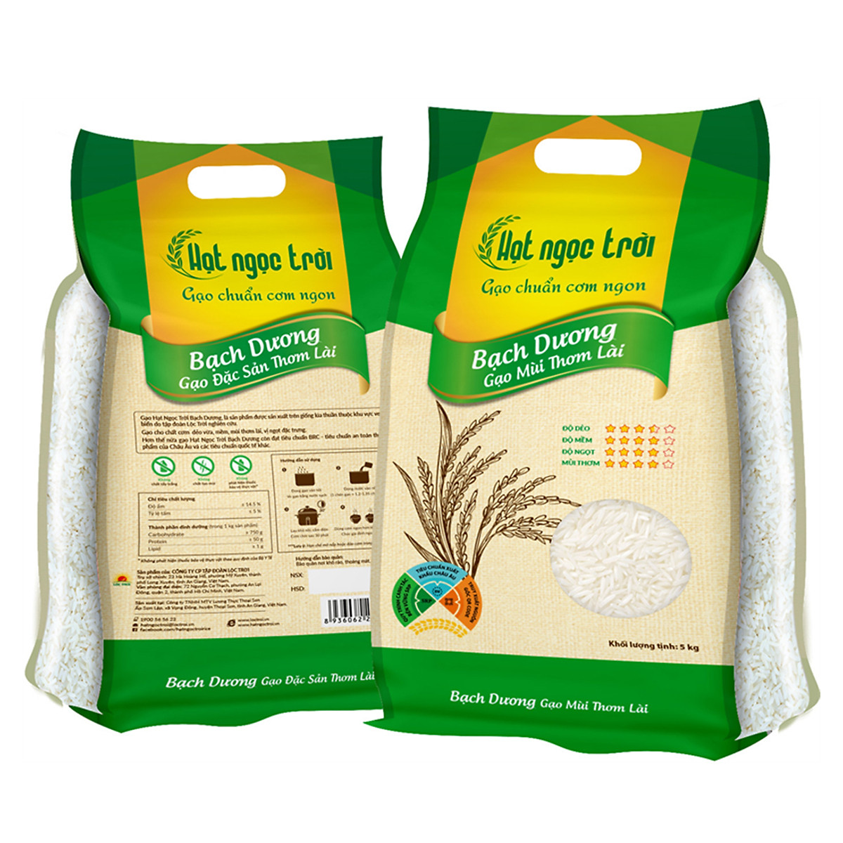 Túi 5kg gạo hạt ngọc trời bạch dương kyan house hnt01 hương lài thơm ngon dẻo cơm gạo ngon cho sức khỏe cả gia đình