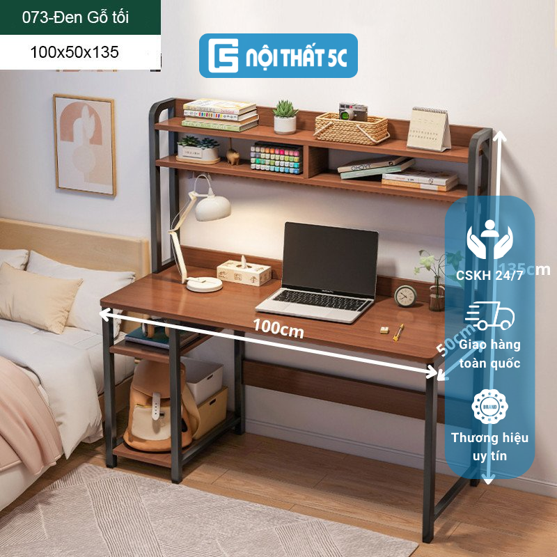 Bàn làm việc có kệ, bàn học có ngăn đựng sách kích thước 100cm