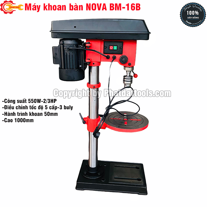 Máy khoan bàn nova/bm-16b-công suất 550w-đầu kẹp 16mm-bảo hành 6 tháng