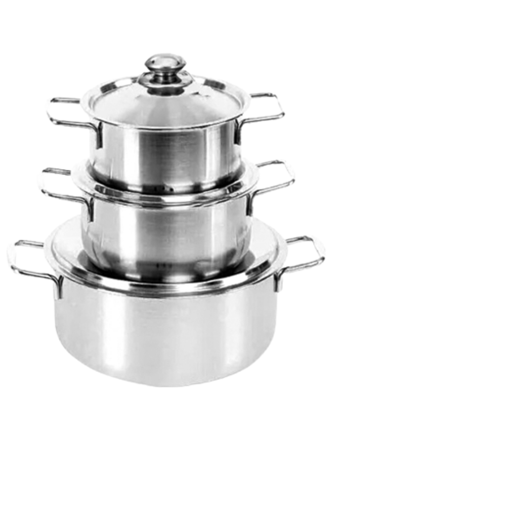 Bộ 3 nồi SHARP inox sáng bóng - nắp inox 24cm 18cm 16cm- dùng được bếp từ và mọi loại bếp bộ nồi inox chắc chắn cao cấp